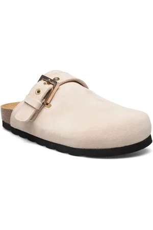 ALOHAS Cozy Suede Taupe Leather Clogs