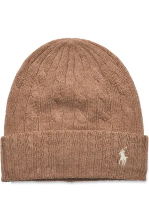 Ralph Lauren Cable-Knit Wool-Cashmere Beanie Brown