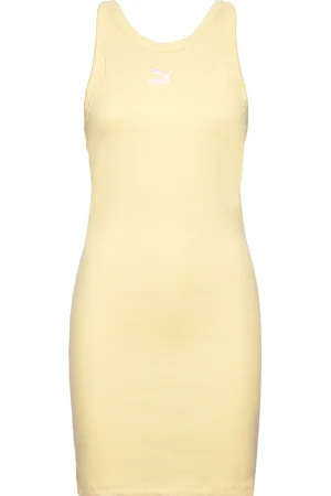 PUMA Classics Ribbed Sleeveless Dress Yellow