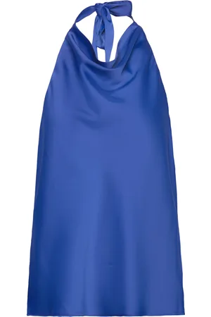 SELECTED Slfrenata Halter Neck Satin Top B Blue