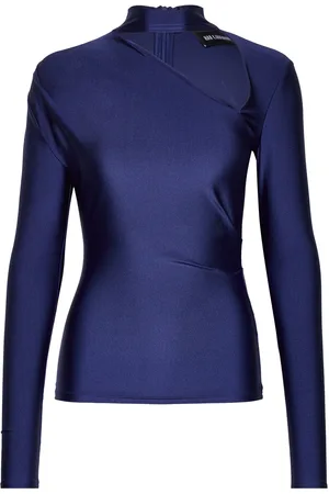 HAN Kjøbenhavn Stretch Jersey Draped Long Sleeve Top Navy