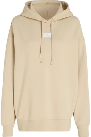 Calvin Klein Woven Label Over D Hoodie Beige