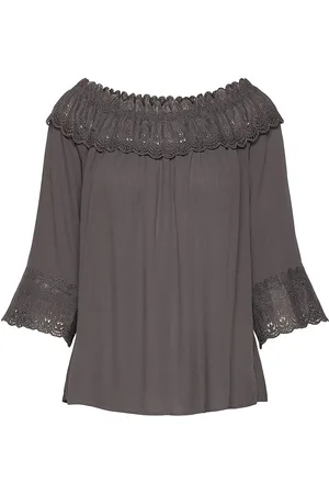 Cream Crbea Lace Blouse Grey