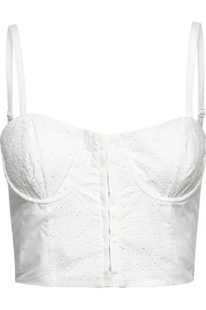 French Connection Iva Broderie Cot Crop Top White
