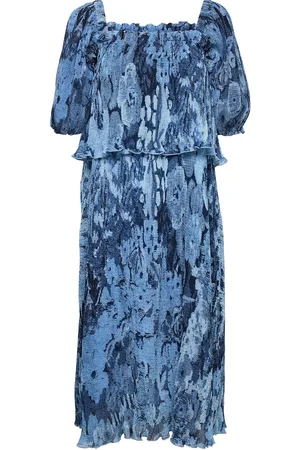 Ganni Pleated Georgette Blue