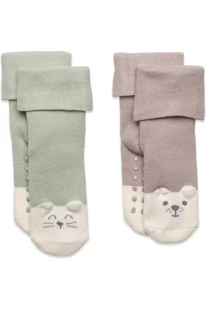 Lindex Sock 2P Baby Double Cuff Terry Patterned
