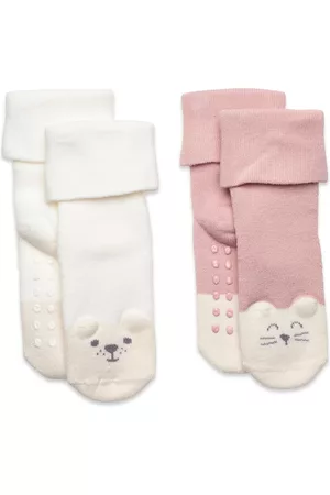 Lindex Sock 2P Baby Double Cuff Terry White