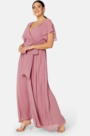 Goddiva Flutter Sleeve Chiffon Maxi Curve Dress 46 (UK18)