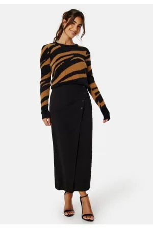 Object Cecilie Long Wrap Skirt Black 36