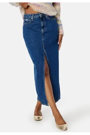 Calvin Klein Front Split Maxi Denim Skirt 28