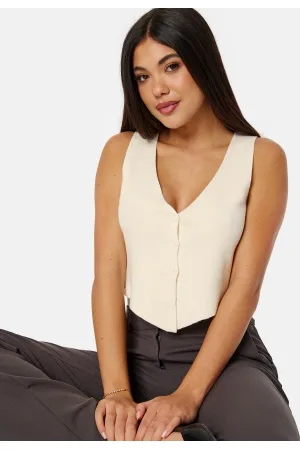 BUBBLEROOM Fine Knitted Vest Offwhite XS