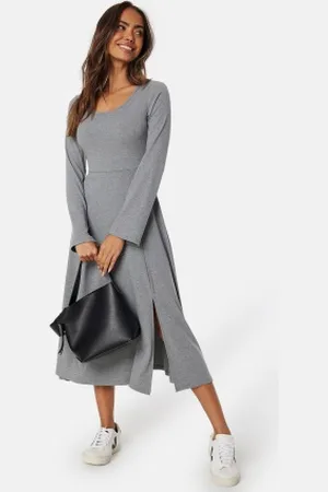 Happy Holly Soft Rib Slit Midi Dress 44/46