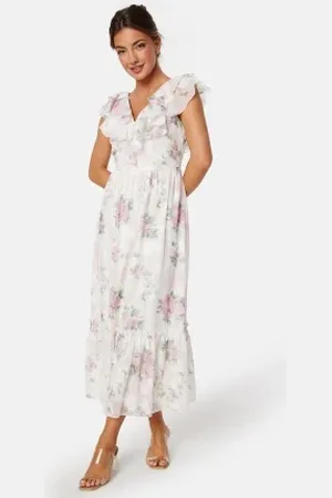 BUBBLEROOM Flounce Jacquard Midi Dress XS
