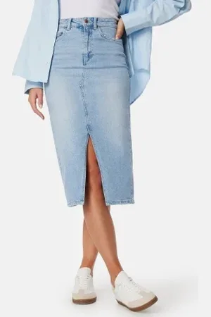VERO MODA Vmveri High Rise calf denim skirt Light Blue Denim M