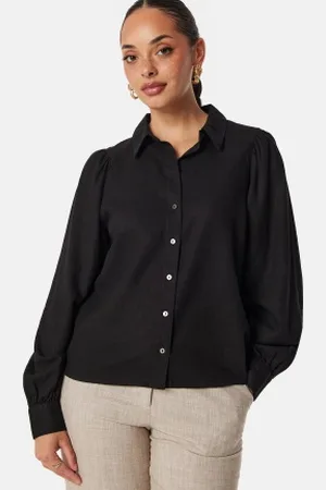 ONLY Onlcaro Linen Puff Shirt Black XS