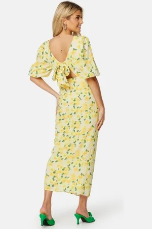 BUBBLEROOM Puff Sleeve Bow Midi Dress 48