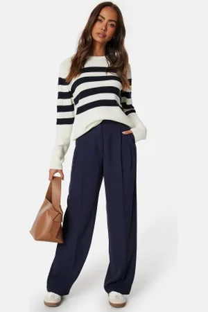 Happy Holly Striped O-neck Knitted Sweater White/Striped 32/34