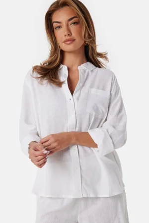 ONLY Tokyo Linen Blend Shirt Bright White M