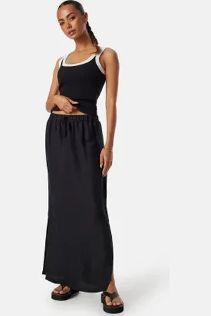 BUBBLEROOM Linen Blend Maxi Skirt XS