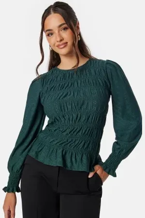 Happy Holly Long Sleeve Smock Top Dark green 32/34