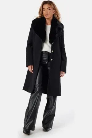 Chiara Forthi Fur Collar Wool Blend Coat XS