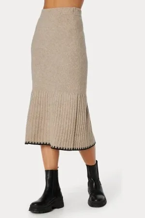 BUBBLEROOM Contrast Edge Knitted Skirt M