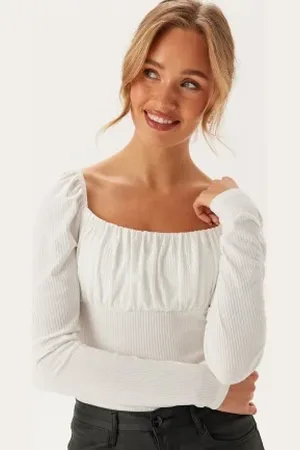 BUBBLEROOM Rushed Square Neck Long Sleeve Top S