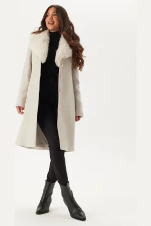 Chiara Forthi Fur Collar Wool Blend Coat XS