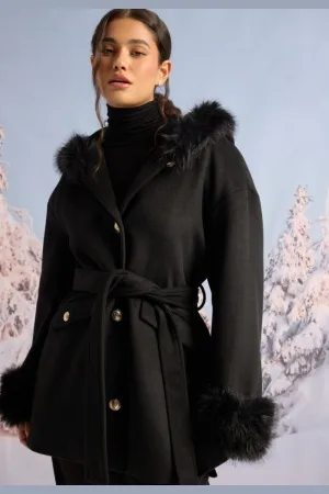 Chiara Forthi Hooded Wool Blend Coat XL