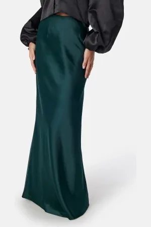 BUBBLEROOM Straight Satin Maxi Skirt XS