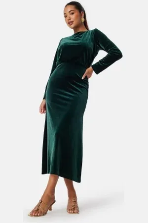 BUBBLEROOM Bow Velvet Midi Dress XS