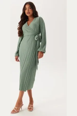 BUBBLEROOM Pleated Wrap Dress XS