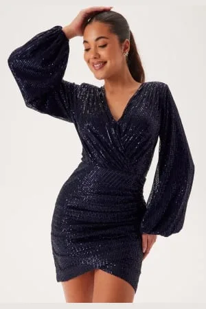 BUBBLEROOM Sequin Wrap Dress L