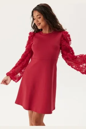 Happy Holly 3D Floral Sleeve Short Dress 32/34