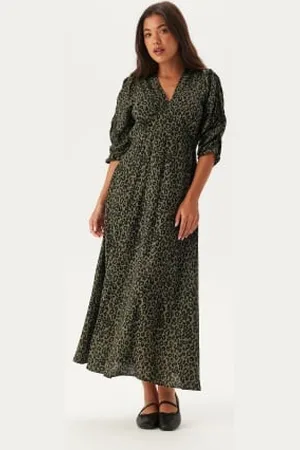 BUBBLEROOM Ruched Sleeve Midi Dress XS
