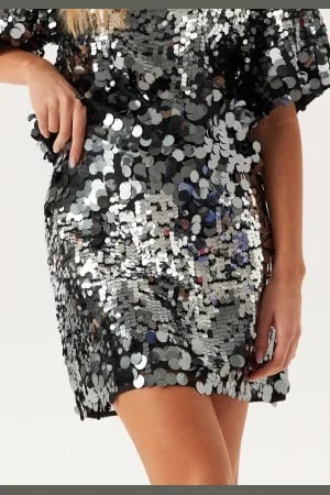 SELECTED Slftana Hw Short Sequins Skirt silver 34