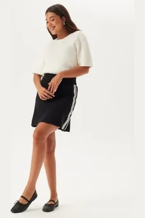 Object Objrashia Knit Hw Re Short Skirt Black/DETAIL: WHITE THREAD M