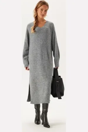 VERO MODA Vmjupiter Ls V-neck Calf Dress XS