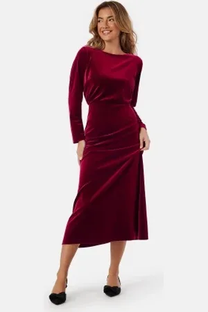 BUBBLEROOM Bow Velvet Midi Dress XS