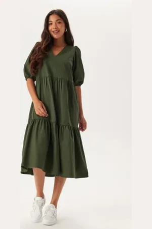 BUBBLEROOM Midi Puff Sleeve Dress XS
