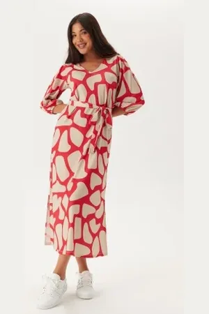 Happy Holly Structured Puff Sleeve Midi Dress 32/34