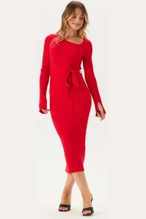 BUBBLEROOM Asymmetric Knitted Midi Dress XS