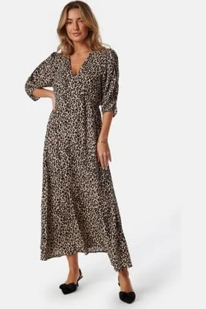 BUBBLEROOM Ruched Sleeve Midi Dress XS