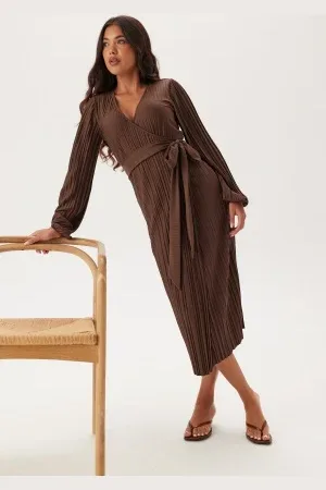 BUBBLEROOM Pleated Wrap Dress XS