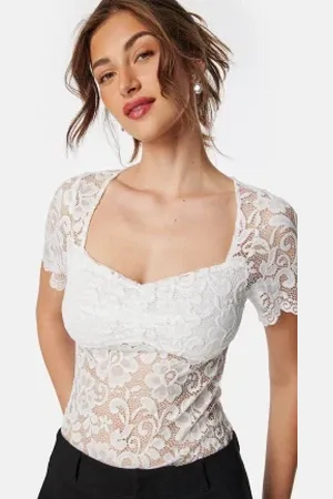 BUBBLEROOM Square Neck Lace S/S Top XS