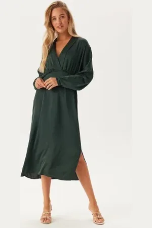 VILA Vimarosa L/S V-NECK MIDI DRESS 38