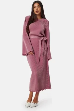 BUBBLEROOM Pleated Tie Midi Dress L