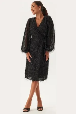 VILA Vifeather L/S MIDI WRAP DRESS 34