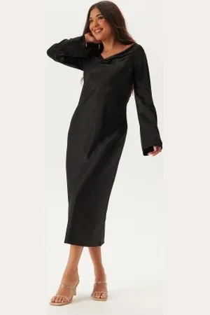 BUBBLEROOM Waterfall Midi Satin Dress 36