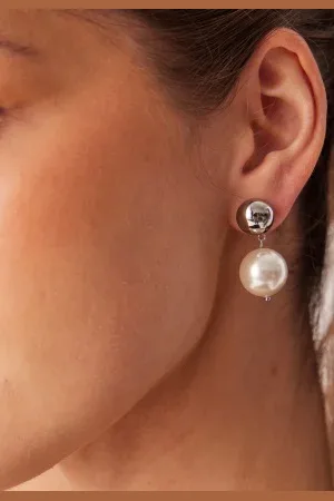 By Jolima Jolie Pearl Earring, Steel Onesize